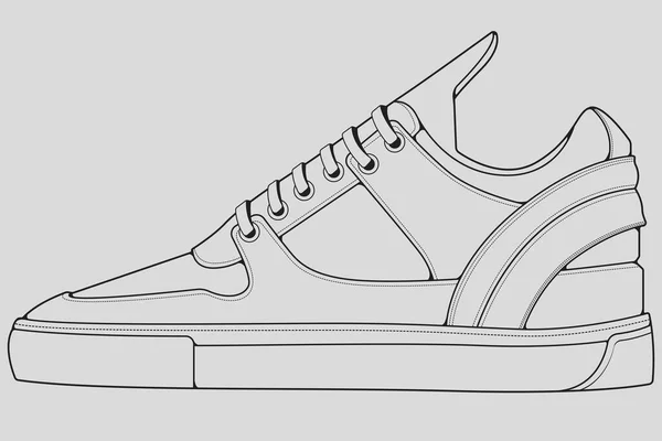 Skor Sneaker Skissera Rita Vektor Sneakers Dras Skiss Stil Svart — Stock vektor