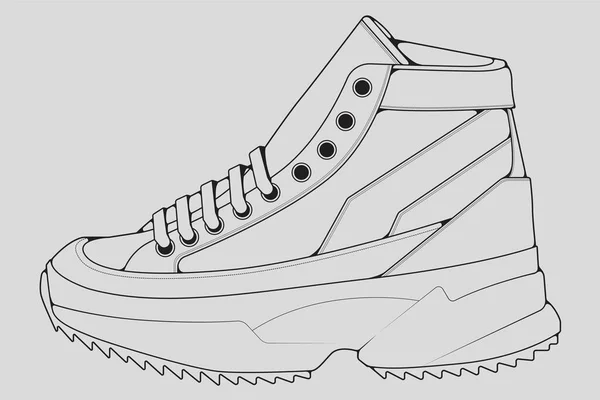 Sapatos Tênis Esboço Desenho Vetor Tênis Desenhado Estilo Esboço Linha — Vetor de Stock