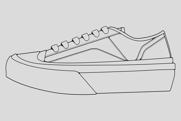 Sapatos Tênis Esboço Desenho Vetor Tênis Desenhado Estilo Esboço Linha — Vetor de Stock