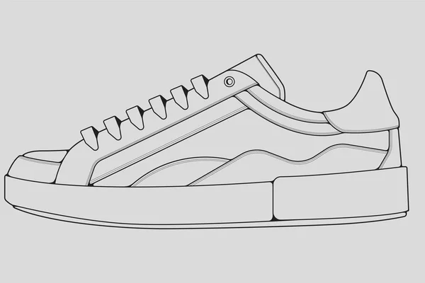 Sapatos Tênis Esboço Desenho Vetor Tênis Desenhado Estilo Esboço Linha Ilustração De Bancos De Imagens