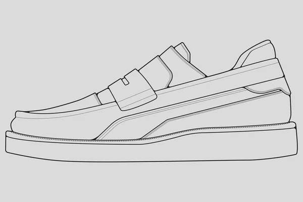 Chaussures Sneaker Contour Dessin Vectoriel Sneakers Dessinés Dans Style Croquis — Image vectorielle