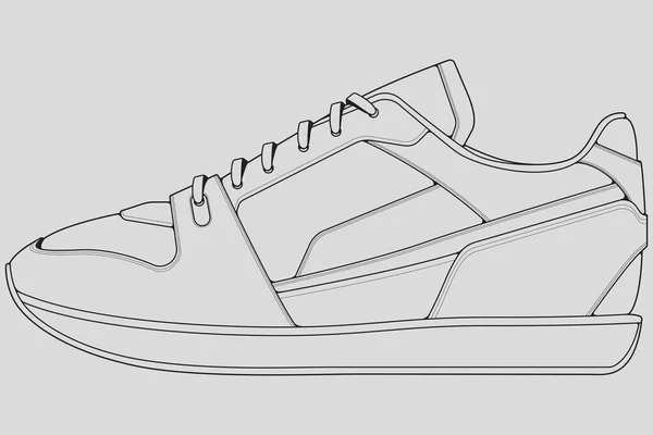 Chaussures Sneaker Contour Dessin Vectoriel Sneakers Dessinés Dans Style Croquis — Image vectorielle