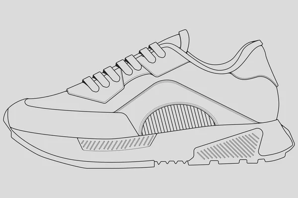 Ayakkabı Ayakkabı Çizimi Çizim Vektörü Çizim Tarzında Çizilmiş Spor Ayakkabıları — Stok Vektör