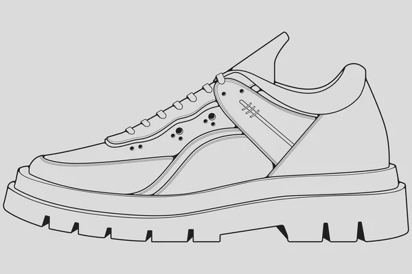Zapatos Zapatillas Deporte Contorno Dibujo Vector Zapatillas Dibujadas Estilo Boceto — Vector de stock