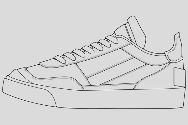 Zapatos Zapatillas Deporte Contorno Dibujo Vector Zapatillas Dibujadas Estilo Boceto — Archivo Imágenes Vectoriales
