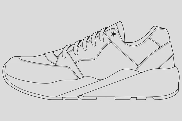 Υποδήματα Sneaker Περίγραμμα Διάνυσμα Σχέδιο Sneakers Που Ένα Στυλ Σκίτσο — Διανυσματικό Αρχείο