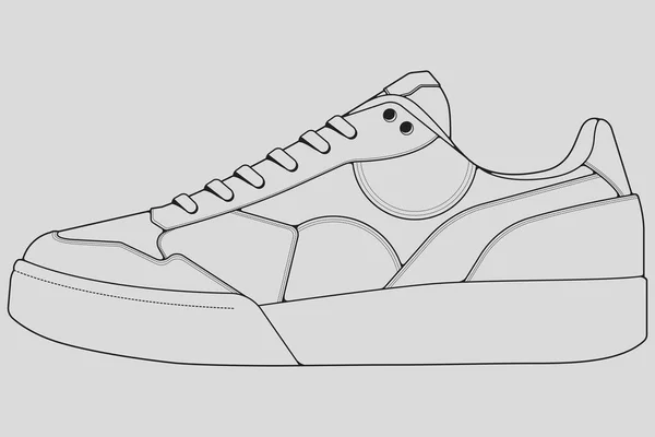 Sapatos Tênis Esboço Desenho Vetor Tênis Desenhado Estilo Esboço Linha —  Vetores de Stock