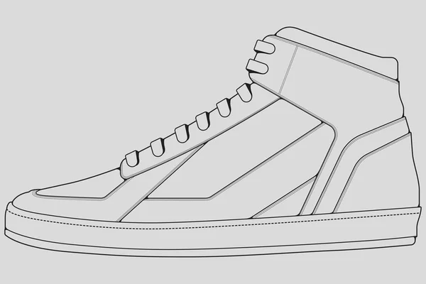 Skor Sneaker Skissera Rita Vektor Sneakers Dras Skiss Stil Svart — Stock vektor