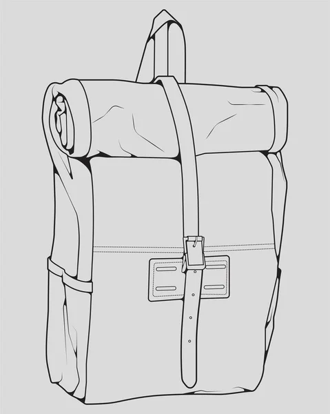 Backpack Outline Gambar Vektor Set Dari Ransel Dalam Gaya Sketsa - Stok Vektor
