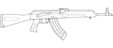 Ateşli silahlar sanat tarzı, atış silahı, silah illüstrasyonu, vektör çizgisi, silah illüstrasyonu.