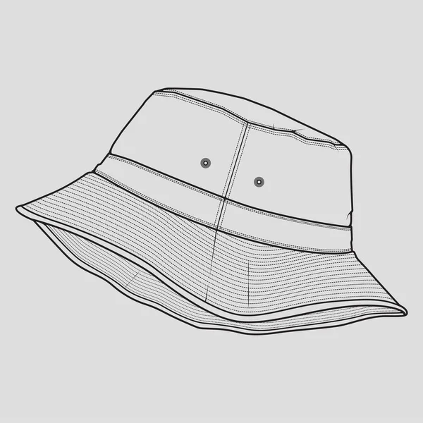 Cubo Sombrero Contorno Dibujo Vector Cubo Sombrero Estilo Boceto Entrenador — Vector de stock