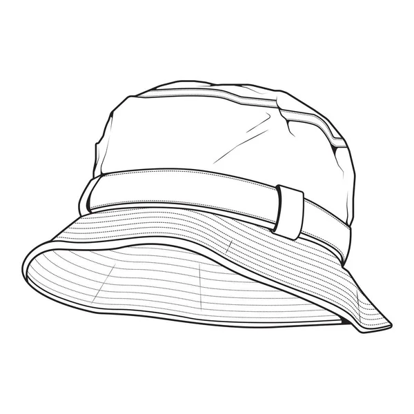 Bucket Hat Outline Drawing Vector Bucket Hat Sketch Style Trainers — Stock Vector