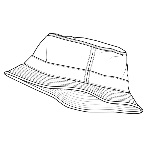 Kova Şapka Çizim Vektörü Çizim Tarzında Kova Şapka Antrenör Şablonu — Stok Vektör