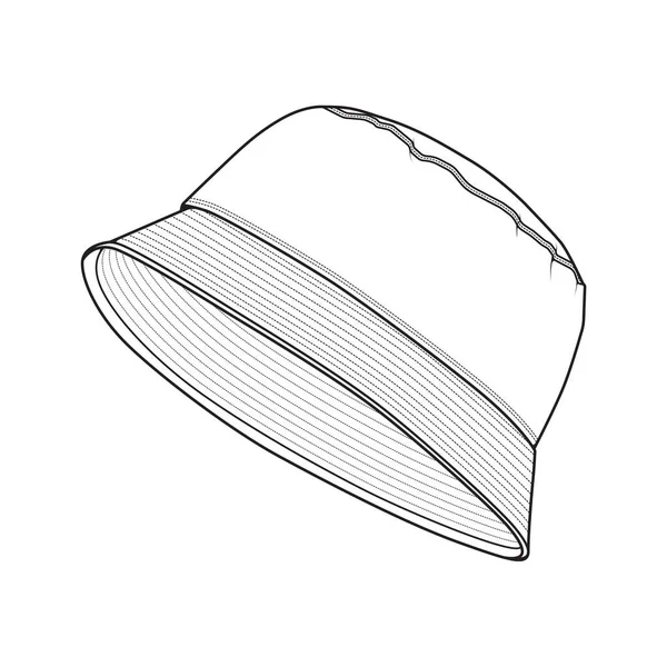 Κουβά Καπέλο Περίγραμμα Διάνυσμα Σχέδιο Κουβά Καπέλο Στυλ Σκίτσο Εκπαιδευτές — Διανυσματικό Αρχείο