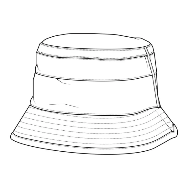 Bucket Hat Outline Drawing Vector Bucket Hat Sketch Style Trainers —  Vetores de Stock