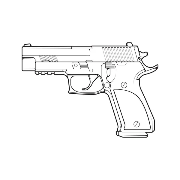 Armes Feu Style Art Ligne Pistolet Tir Illustration Arme Ligne — Image vectorielle