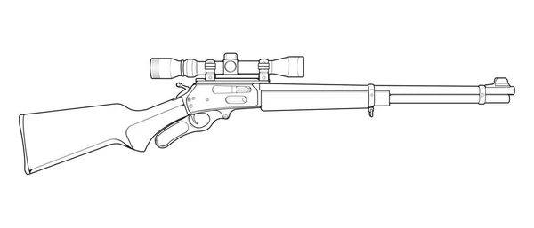Armes Feu Style Art Ligne Pistolet Tir Illustration Arme Ligne — Image vectorielle