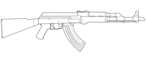 Estilo Arte Línea Armas Fuego Pistola Tiro Ilustración Armas Línea — Vector de stock