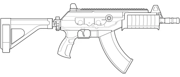 Искусство Огнестрельного Оружия Стрелковый Пистолет Иллюстрация Оружия Векторная Линия Иллюстрация — стоковый вектор
