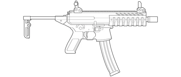 Skjutvapen Linje Konst Stil Skytte Pistol Vapen Illustration Vektor Linje — Stock vektor