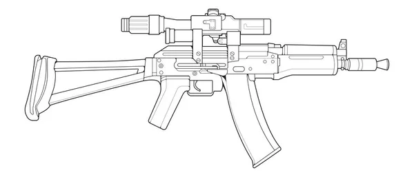 Πυροβόλα Γραμμή Τέχνη Στυλ Σκοποβολή Όπλο Όπλο Εικονογράφηση Διανυσματική Γραμμή — Διανυσματικό Αρχείο