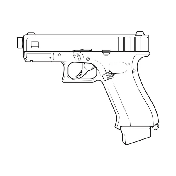 Armes Feu Style Art Ligne Pistolet Tir Illustration Arme Ligne — Image vectorielle