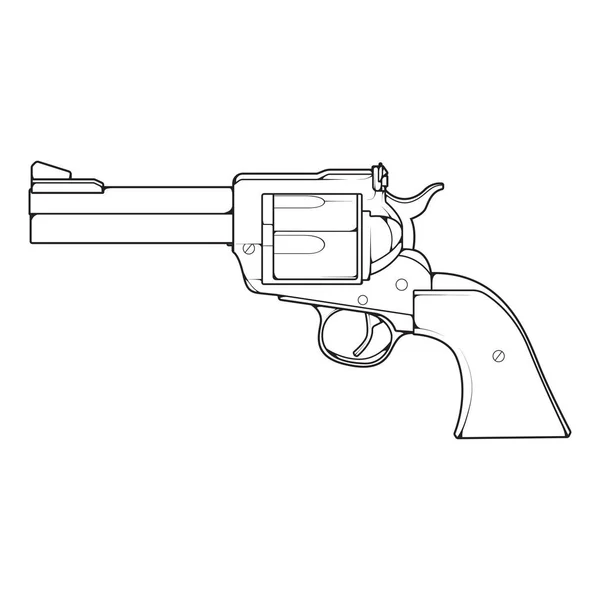 Skjutvapen Linje Konst Stil Skytte Pistol Vapen Illustration Vektor Linje — Stock vektor