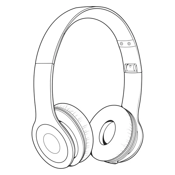 Headphones Vector Illustration Music Concept Line Art Vector Music Device — Stock Vector
