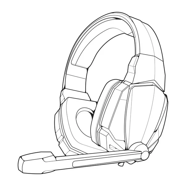 Kopfhörer Vektor Illustration Musikkonzept Line Art Vektor Musikgerät Kopfhörer Vektor — Stockvektor