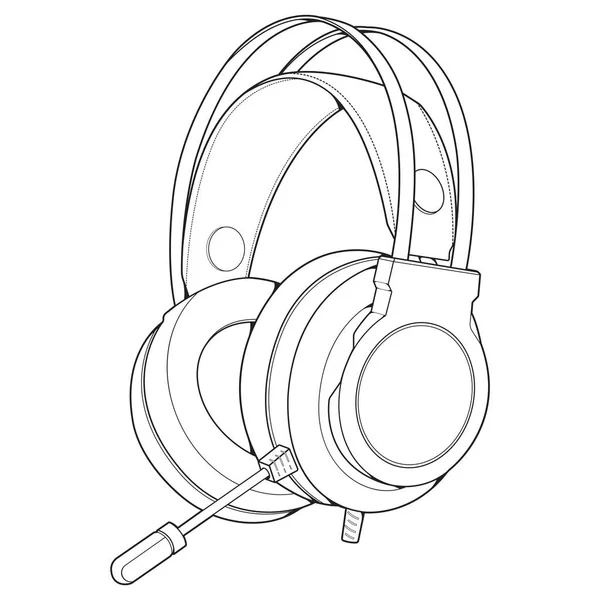 Headphones Vector Illustration Music Concept Line Art Vector Music Device — Stock Vector