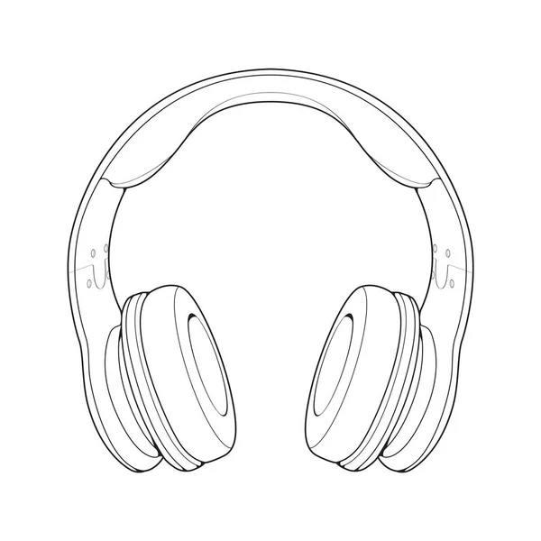Ακουστικά Vector Illustration Music Concept Line Art Vector Μουσική Συσκευή — Διανυσματικό Αρχείο
