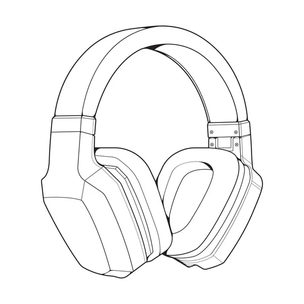 Line Art Kopfhörer Vector Illustration Musikkonzept Linienkunstvektor Tragbare Kopfhörer — Stockvektor