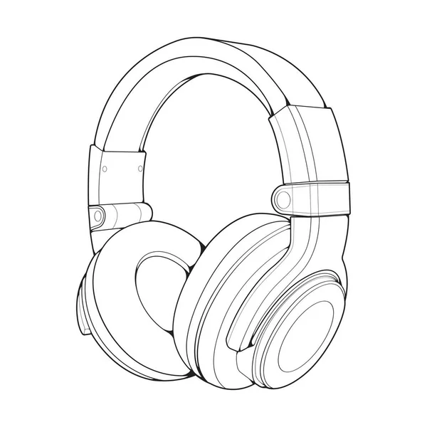 耳机矢量显示 音乐概念 线条艺术矢量 音乐装置 耳机矢量显示 Dj装置 Dj耳机 — 图库矢量图片