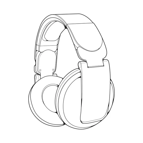 Kopfhörer Vektor Illustration Musikkonzept Line Art Vektor Musikgerät Kopfhörer Vektor — Stockvektor