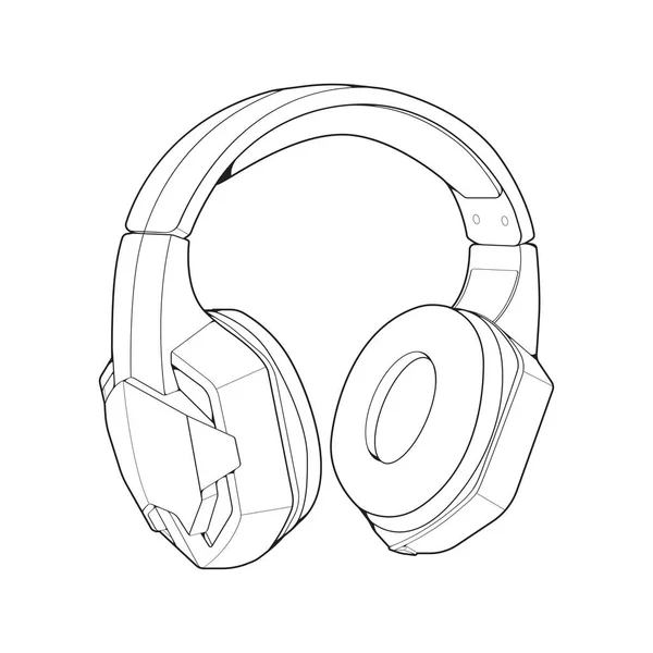 Line Art Kopfhörer Vector Illustration Musikkonzept Linienkunstvektor Tragbare Kopfhörer Kopfhörer — Stockvektor