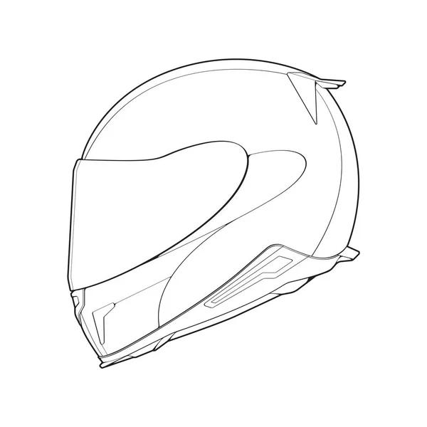 オートバイのヘルメットの手は輪郭アイコンを描きました バイクの保護および速度 安全装置の概念 — ストックベクタ
