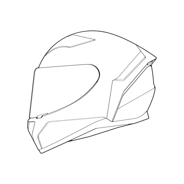 Casque Moto Dessiné Main Icône Contour Protection Vitesse Des Motos — Image vectorielle