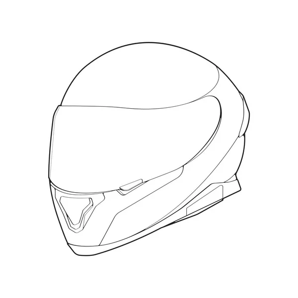 Helm Bersepeda Motor Menggambarkan Ikon Garis Besar Perlindungan Dan Kecepatan - Stok Vektor