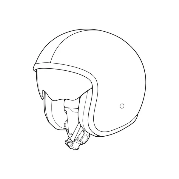 オートバイのヘルメットの手は輪郭アイコンを描きました バイクの保護および速度 安全装置の概念 — ストックベクタ