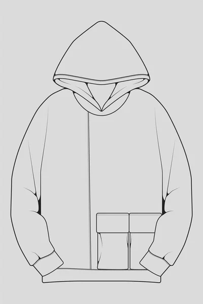 Hoodie Oversized Outline Drawing Vector Hoodie Oversized Sketch Style Trainers — Stock Vector