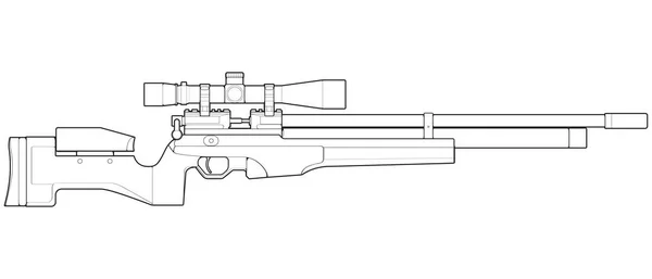 Skjutvapen Linje Konst Stil Skytte Pistol Vapen Illustration Vektor Linje Royaltyfria illustrationer