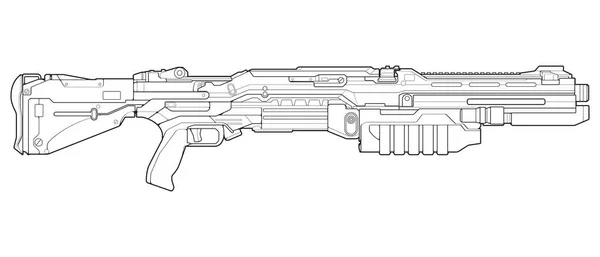 Skjutvapen Linje Konst Stil Skytte Pistol Vapen Illustration Vektor Linje Royaltyfria Stockvektorer