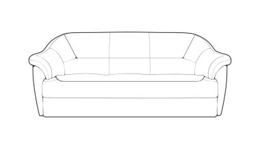 Kanepe ya da kanepe çizgisi çizer. Oturma odası için mobilya taslağı. Vektör illüstrasyonu.