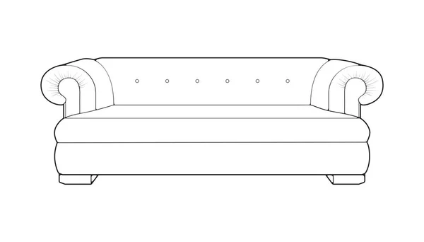 沙发或沙发线艺术插画 客厅的基本家具 矢量说明 — 图库矢量图片