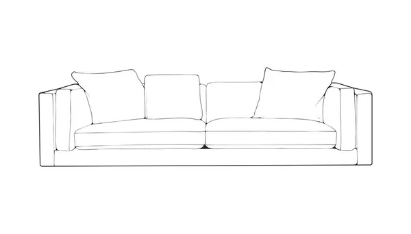 Sofa Oder Couch Line Art Illustrator Umrisse Möbel Für Das — Stockvektor