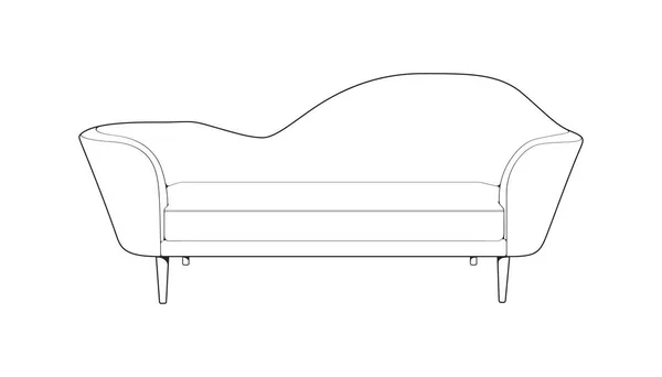 Sofá Sofá Ilustrador Arte Línea Esquema Muebles Para Sala Estar — Vector de stock