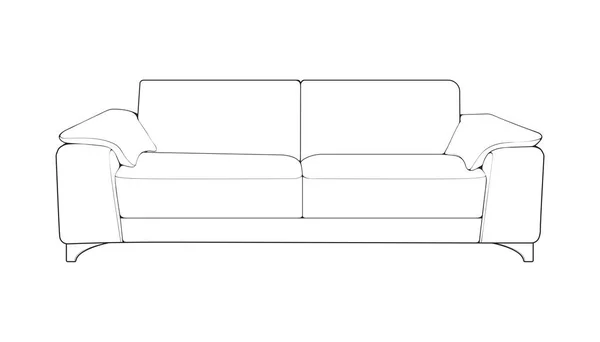 Ilustrator Seni Sofa Atau Sofa Garis Besar Furnitur Untuk Ruang - Stok Vektor