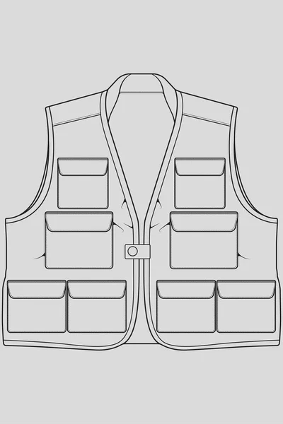 Bröstväst Väska Kontur Ritning Vektor Bröstväst Väska Skiss Stil Utbildare — Stock vektor