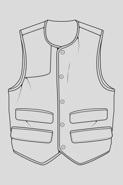 Bröstväst Väska Kontur Ritning Vektor Bröstväst Väska Skiss Stil Utbildare — Stock vektor