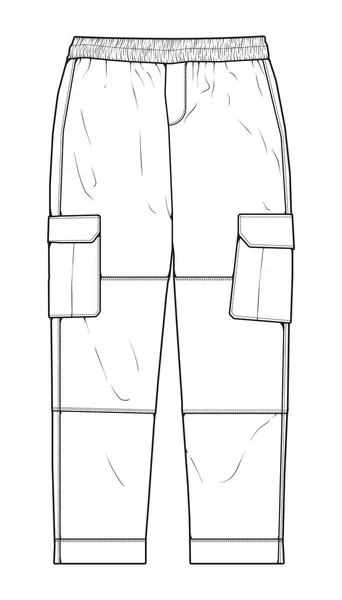 Pánské Nákladní Kalhoty Spodní Náčrt Módní Ilustrace Pletené Stopy Nákladní — Stockový vektor